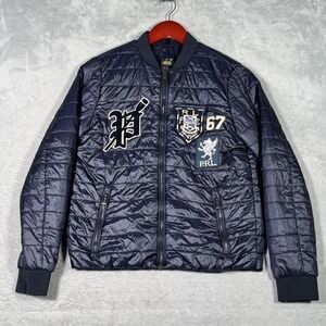 Polo‎ Ralph Lauren Jacket Womens Small Blue Quilted Bomber PRL Crest 67 Patch